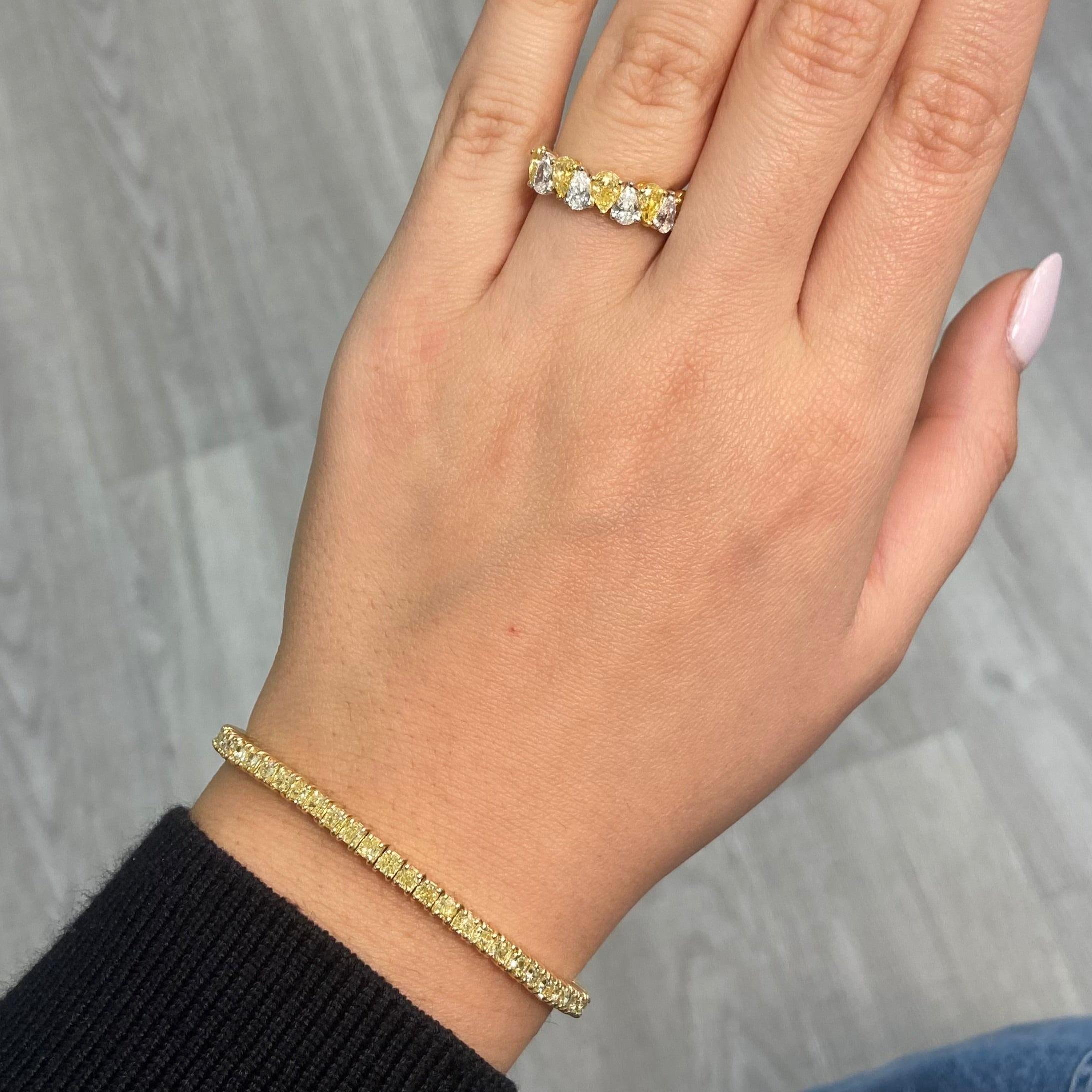De las mujeres Colores Raros - Pulsera de Tenis de Diamantes Amarillo Intenso de 7 Quilates en venta