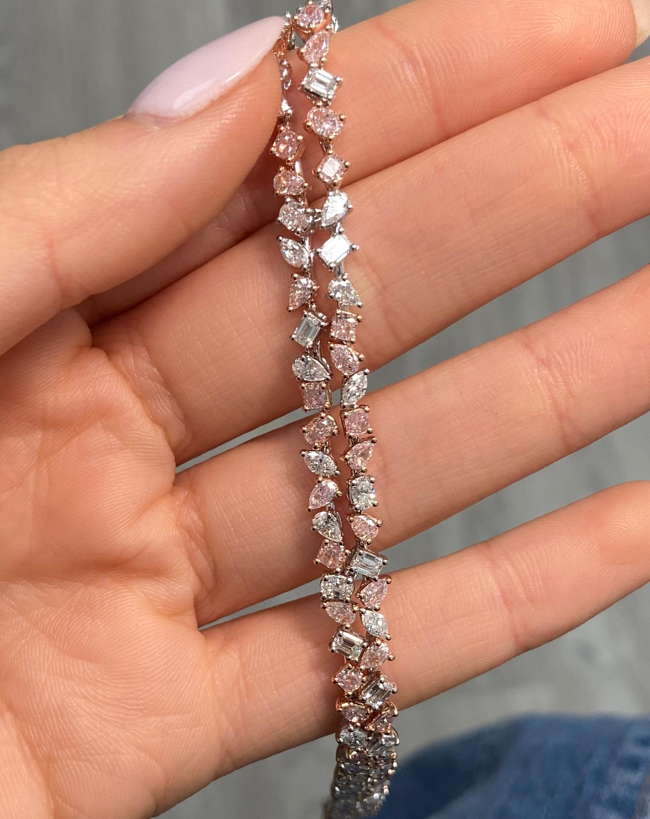 Men's Rare Colors - Pink Diamond Double Row Bracelet For Sale