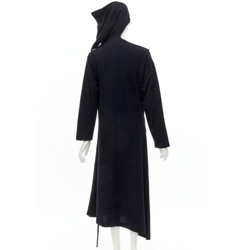 Women's rare COMME DES GARCONS 1980's Vintage black asymmetric neckline hooded dress M For Sale