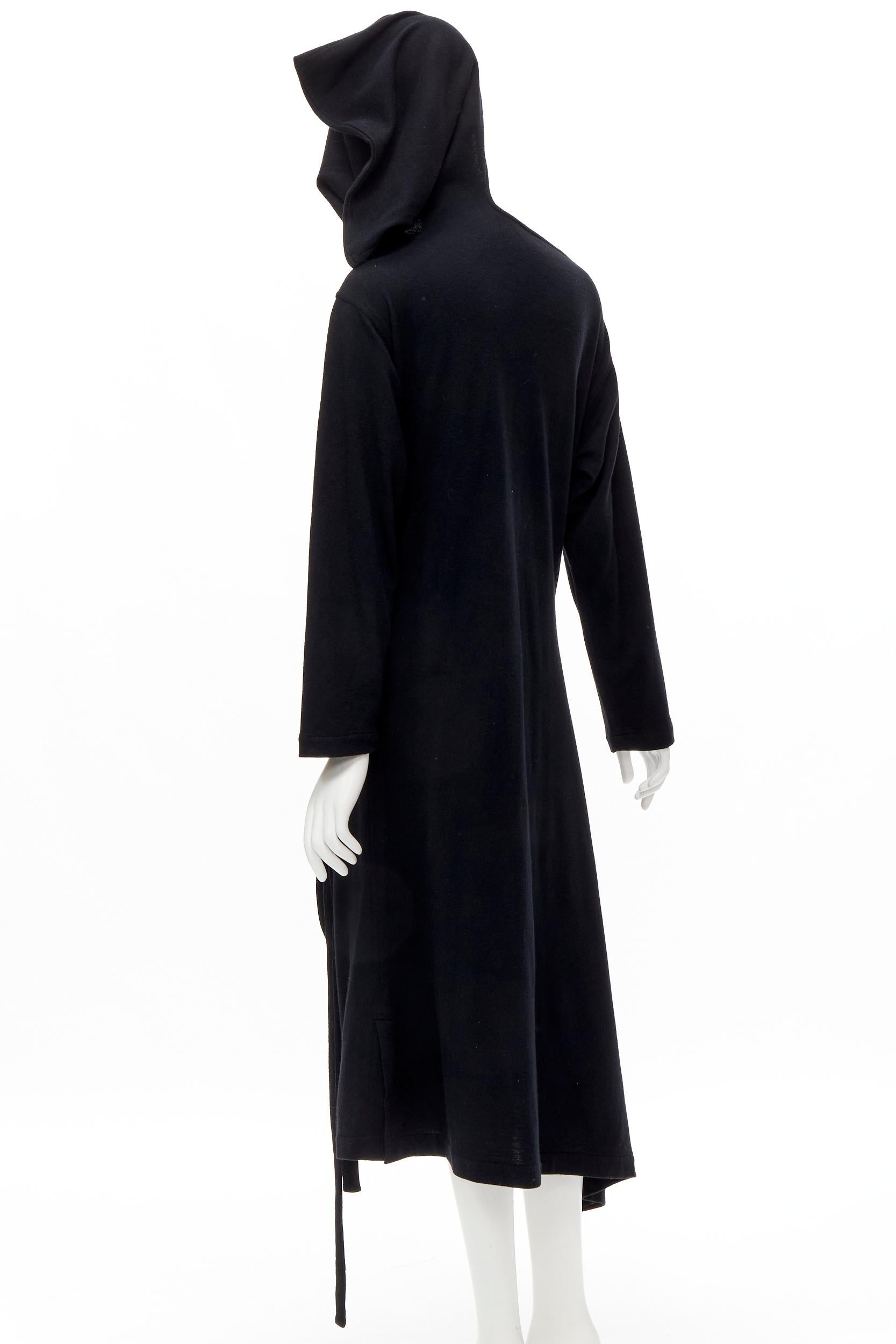 rare COMME DES GARCONS 1980's Vintage black asymmetric neckline hooded dress M For Sale 1