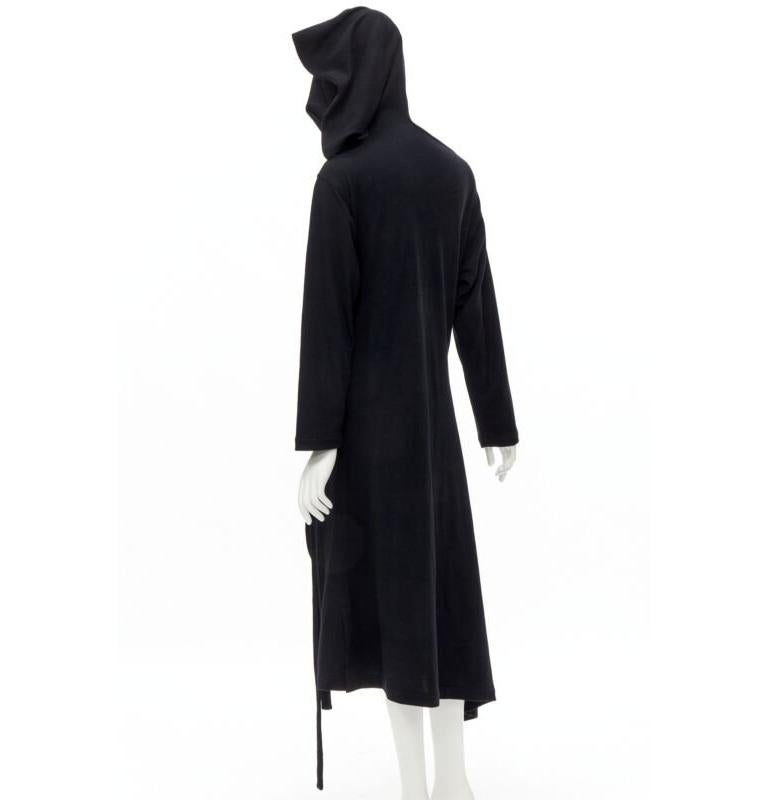 rare COMME DES GARCONS 1980's Vintage black asymmetric neckline hooded dress M For Sale 1