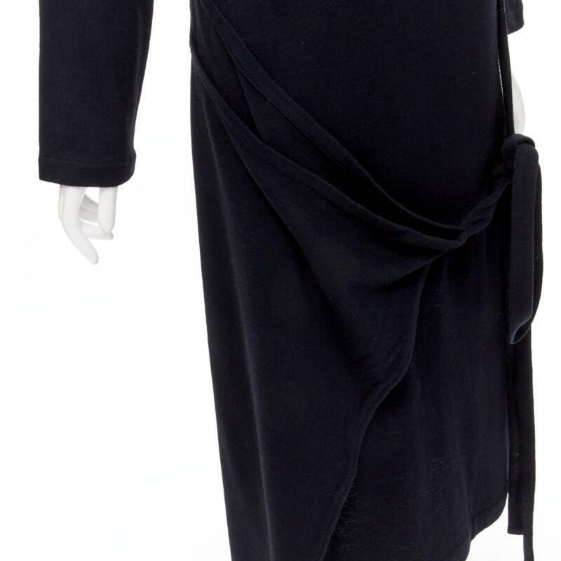 rare COMME DES GARCONS 1980's Vintage black asymmetric neckline hooded dress M For Sale 3