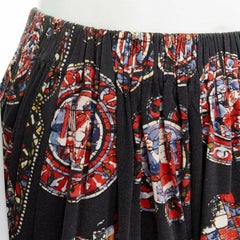rare COMME DES GARCONS 1991 black church stain glass print mini skirt 27" M