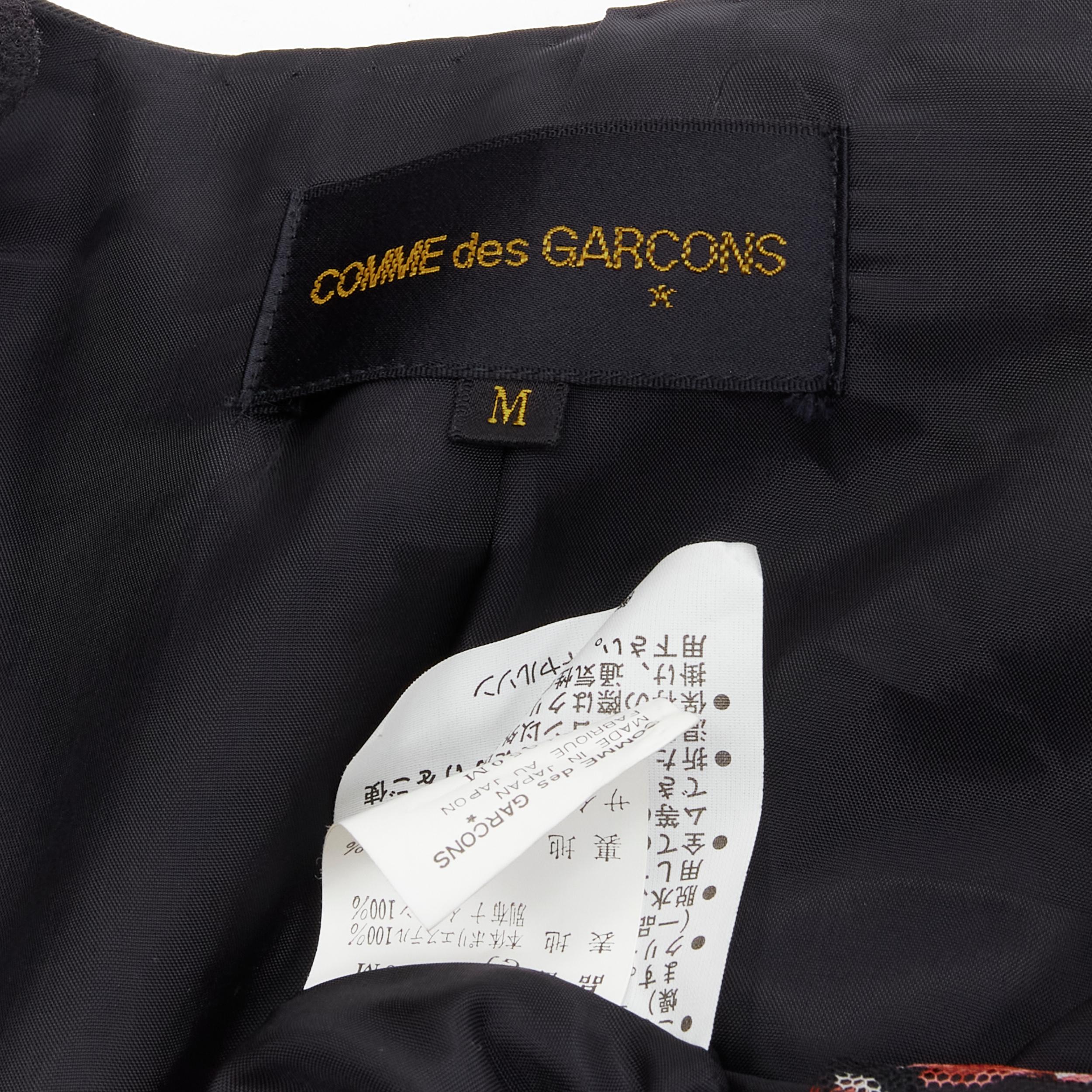 rare COMME DES GARCONS 1995 black red rose tulle scalloped sash blazer jacket M For Sale 7