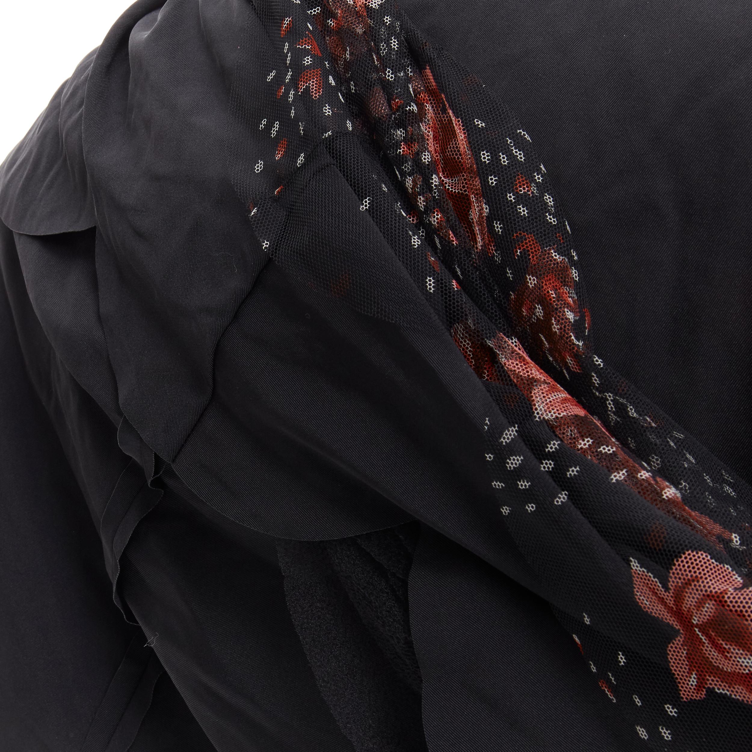 rare COMME DES GARCONS 1995 black red rose tulle scalloped sash blazer jacket M For Sale 3