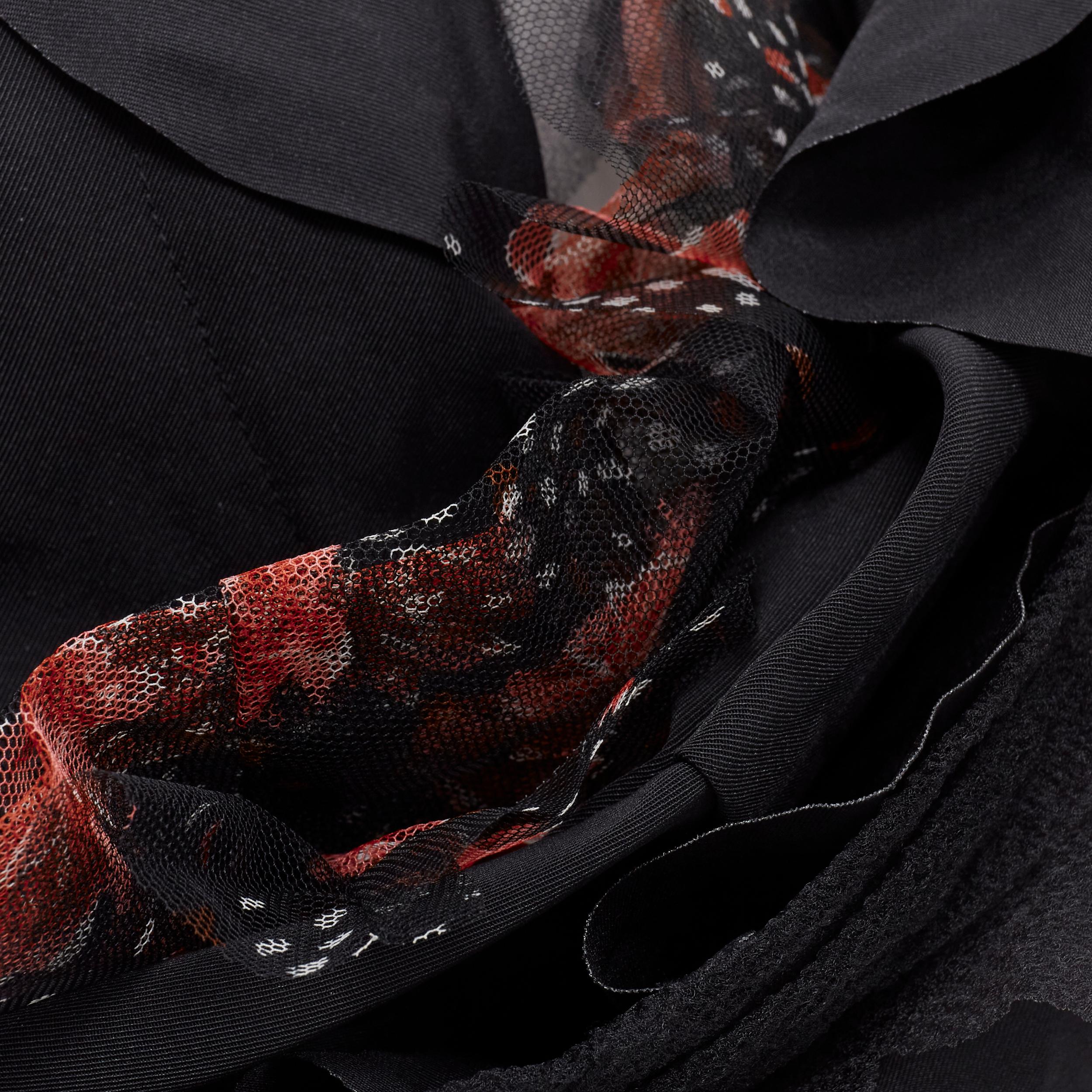 rare COMME DES GARCONS 1995 black red rose tulle scalloped sash blazer jacket M For Sale 4