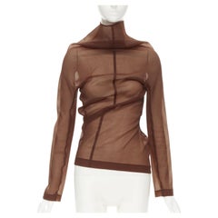 Seltenes COMME DES GARCONS 1997 Lumps Bumps Braunes, durchsichtiges, schräg geschnittenes Oberteil