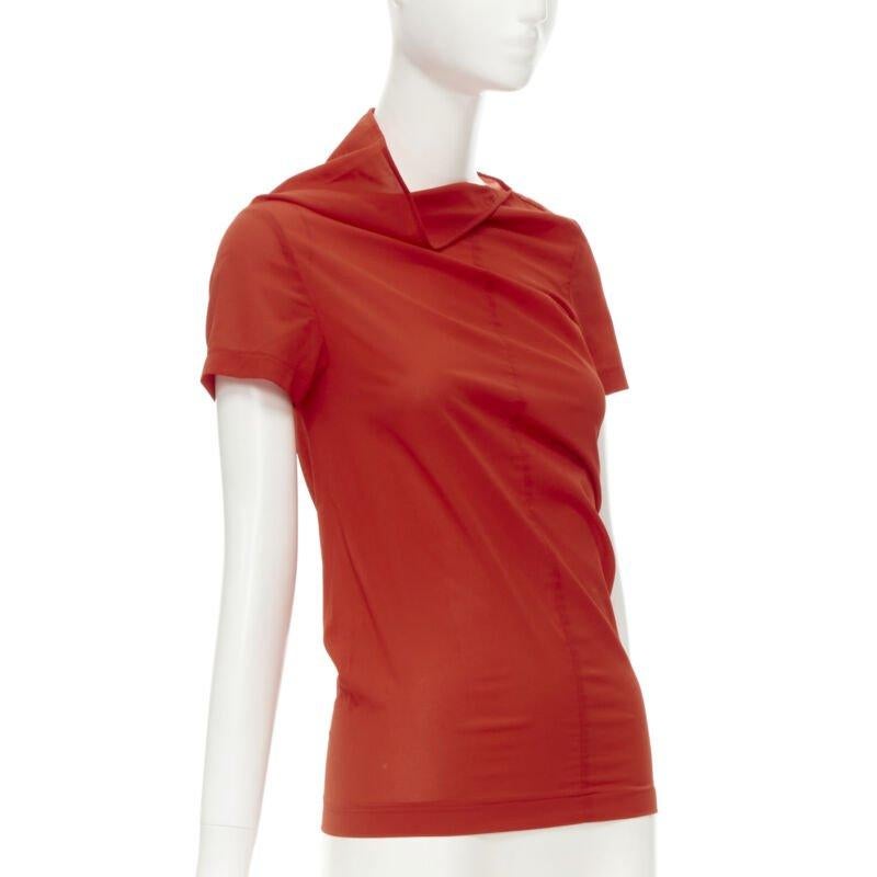 Red rare COMME DES GARCONS 1997 Lumps Bumps red asymmetric cowl neck bias cut top