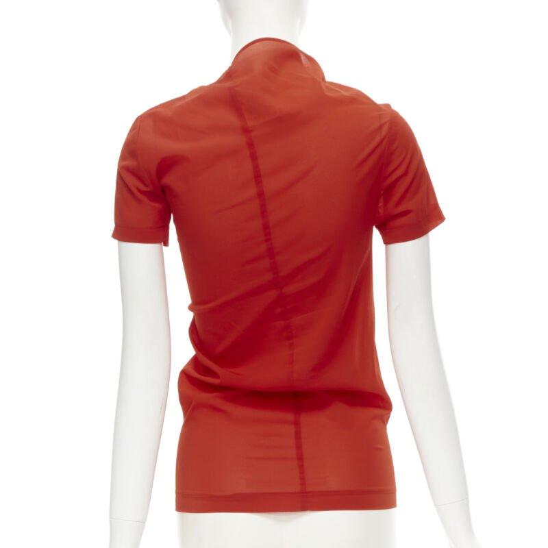 Women's rare COMME DES GARCONS 1997 Lumps Bumps red asymmetric cowl neck bias cut top