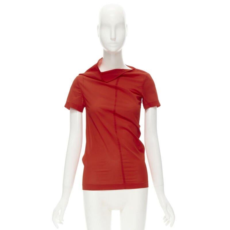 rare COMME DES GARCONS 1997 Lumps Bumps red asymmetric cowl neck bias cut top 4