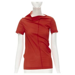 rare COMME DES GARCONS 1997 Lumps Bumps red asymmetric cowl neck bias cut top