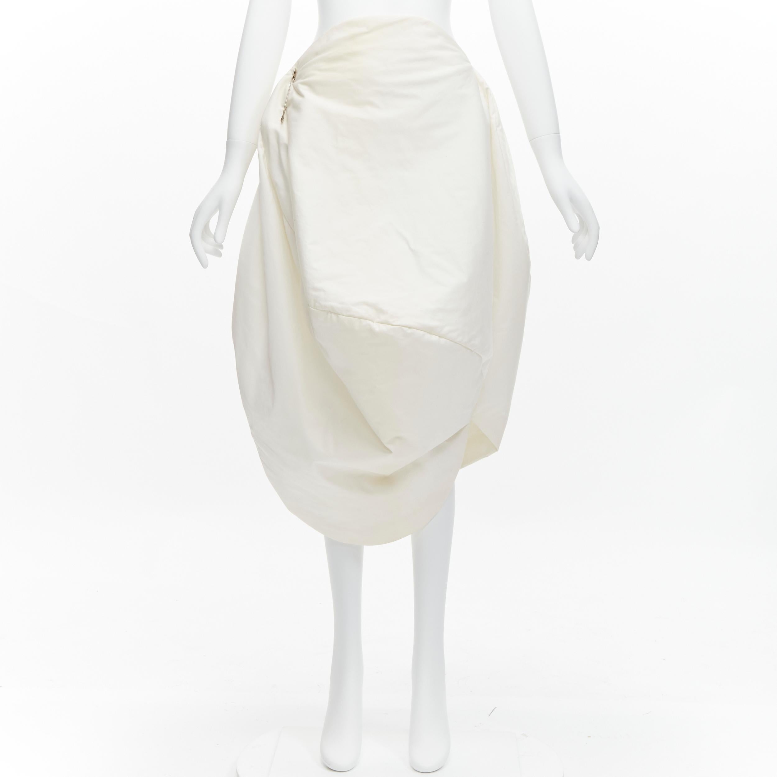 rare COMME DES GARCONS 1997 Runway Lumps Bumps 3D white cotton bubble skirt M 12