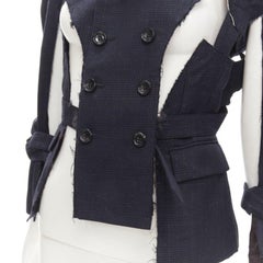 rare COMME DES GARCONS 2008 Bad Taste Runway navy deconstructed jacket  S