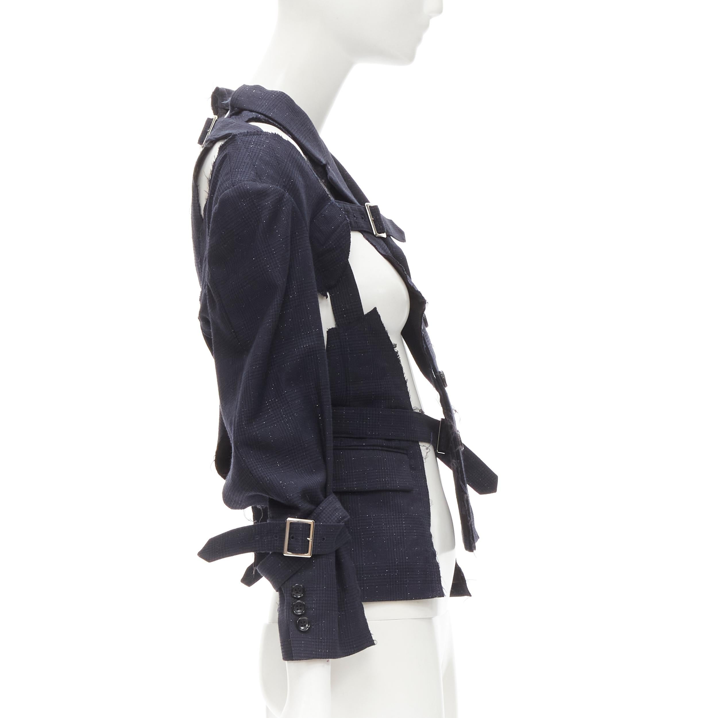 rare COMME DES GARCONS 2008 Bad Taste Runway navy deconstructed jacket  S In Excellent Condition For Sale In Hong Kong, NT