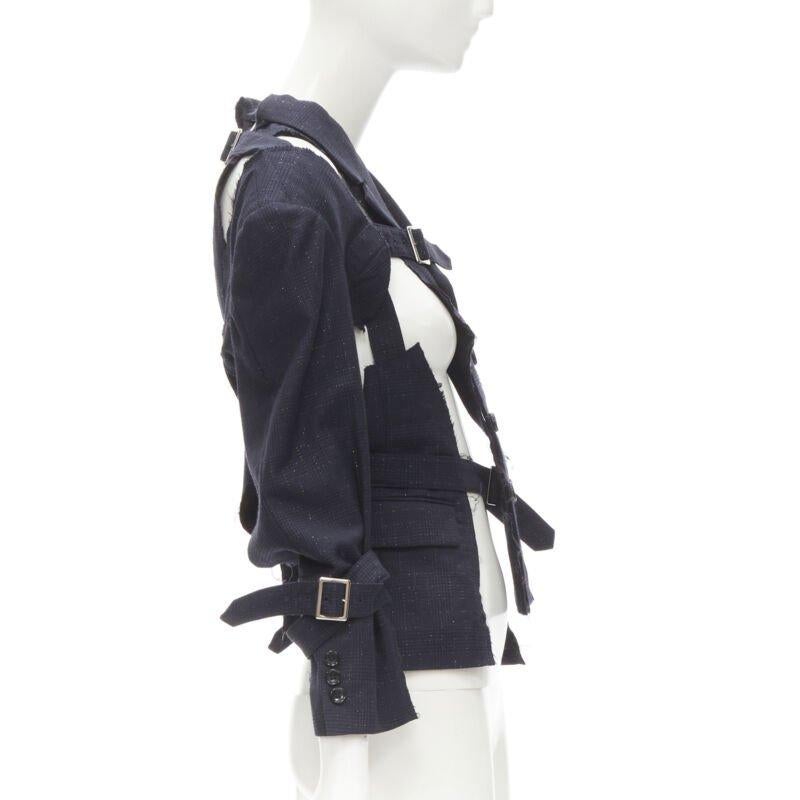 COMME DES GARCONS Veste de défilé déconstruite bleu marine « Bad Taste » 2008 rare  S Excellent état - En vente à Hong Kong, NT