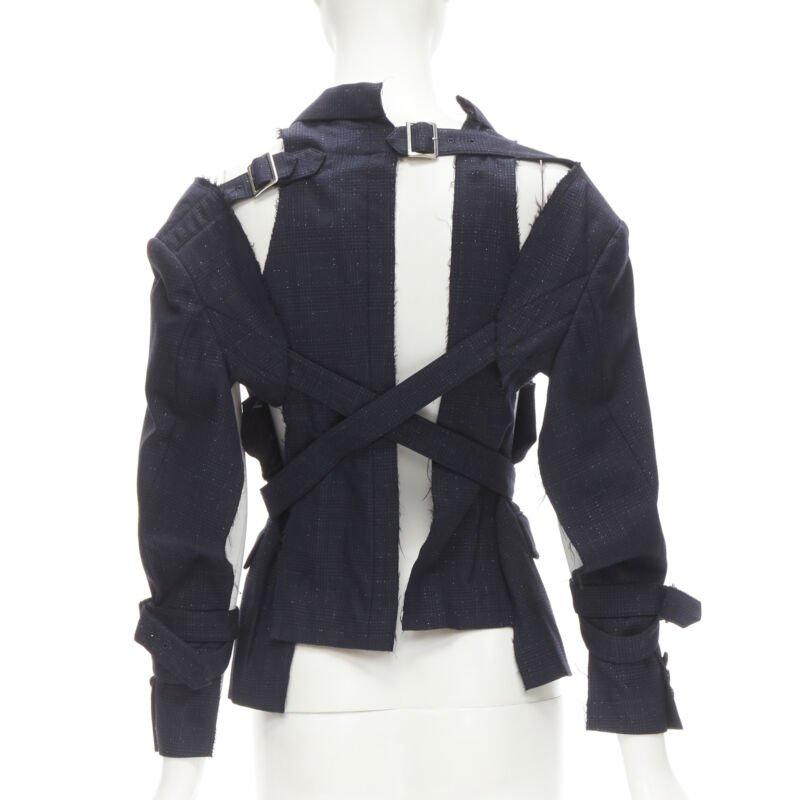 COMME DES GARCONS Veste de défilé déconstruite bleu marine « Bad Taste » 2008 rare  S Pour femmes en vente
