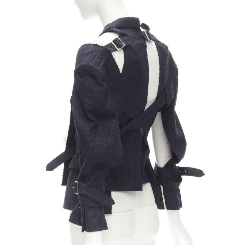 COMME DES GARCONS Veste de défilé déconstruite bleu marine « Bad Taste » 2008 rare  S en vente 1