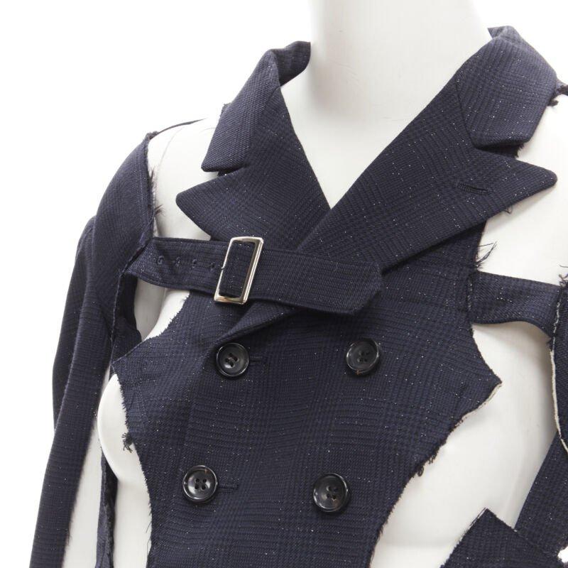 COMME DES GARCONS Veste de défilé déconstruite bleu marine « Bad Taste » 2008 rare  S en vente 2