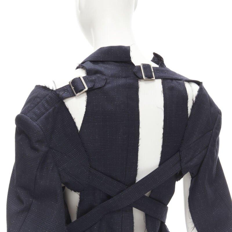 COMME DES GARCONS Veste de défilé déconstruite bleu marine « Bad Taste » 2008 rare  S en vente 3