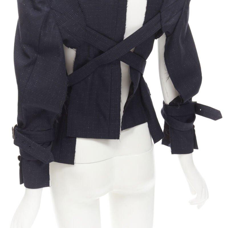 COMME DES GARCONS Veste de défilé déconstruite bleu marine « Bad Taste » 2008 rare  S en vente 4