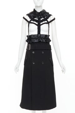 Rare COMME DES GARCONS 2008 Runway Bad Taste black ruffle caged trench dress M