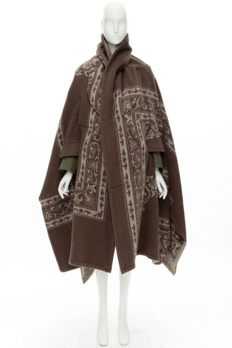 raro COMME DES GARCONS 2009 Runway marrone etnico lana cashmere coperta bozzolo M in vendita 7