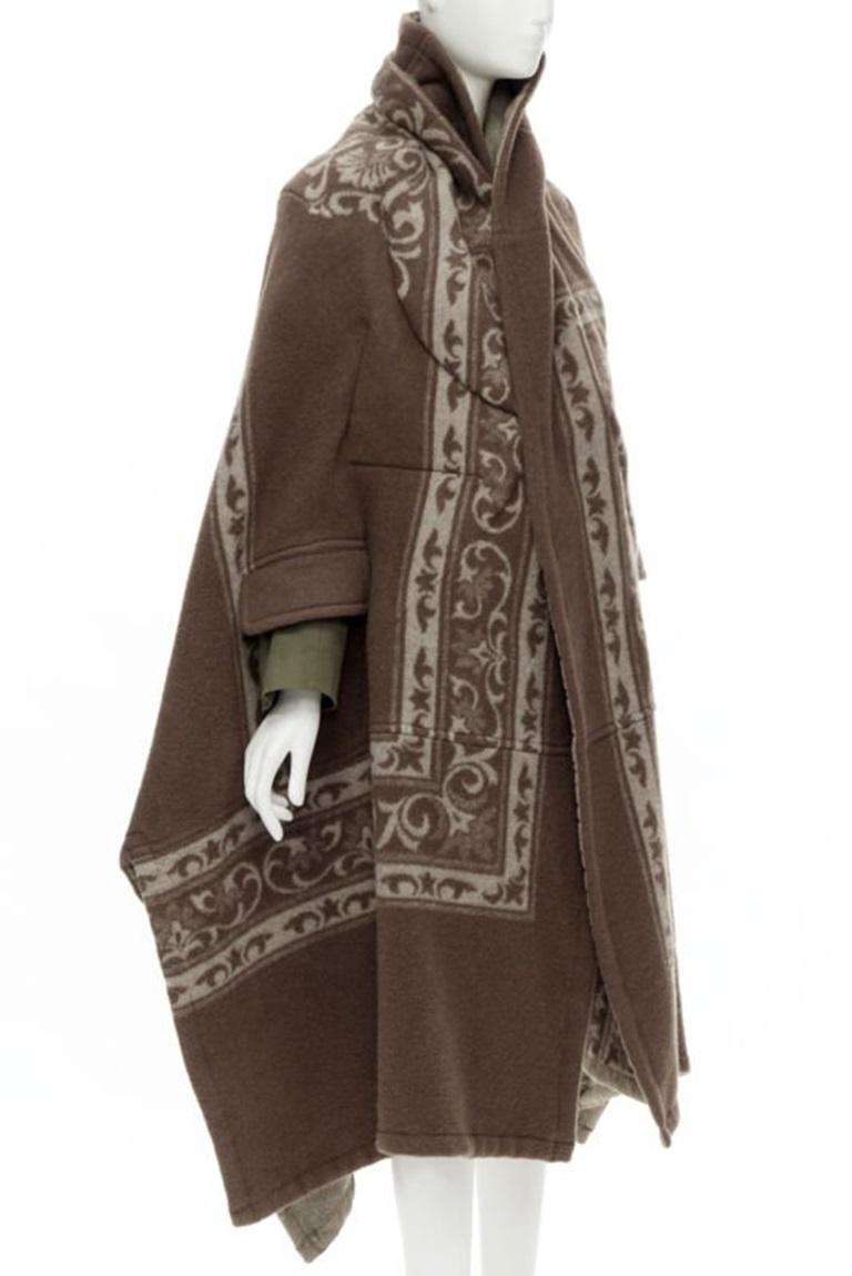 Nero raro COMME DES GARCONS 2009 Runway marrone etnico lana cashmere coperta bozzolo M in vendita