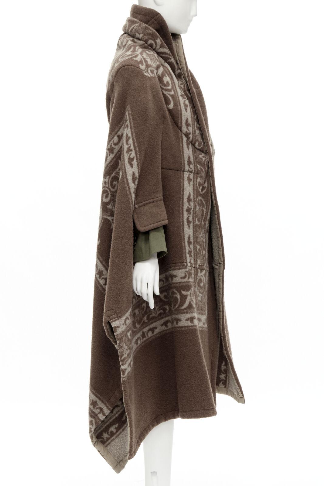rare COMME DES GARCONS 2009 Runway brown ethnic wool cashmere blanket cocoon M In Excellent Condition For Sale In Hong Kong, NT