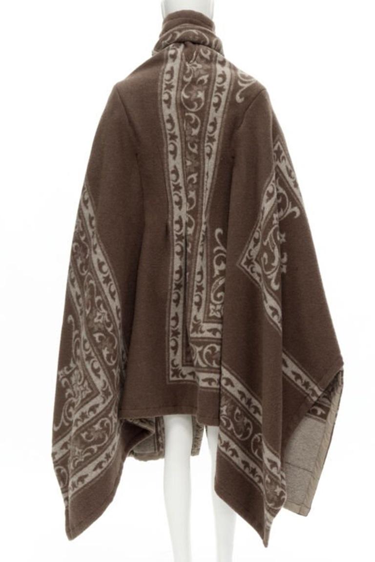 Donna raro COMME DES GARCONS 2009 Runway marrone etnico lana cashmere coperta bozzolo M in vendita