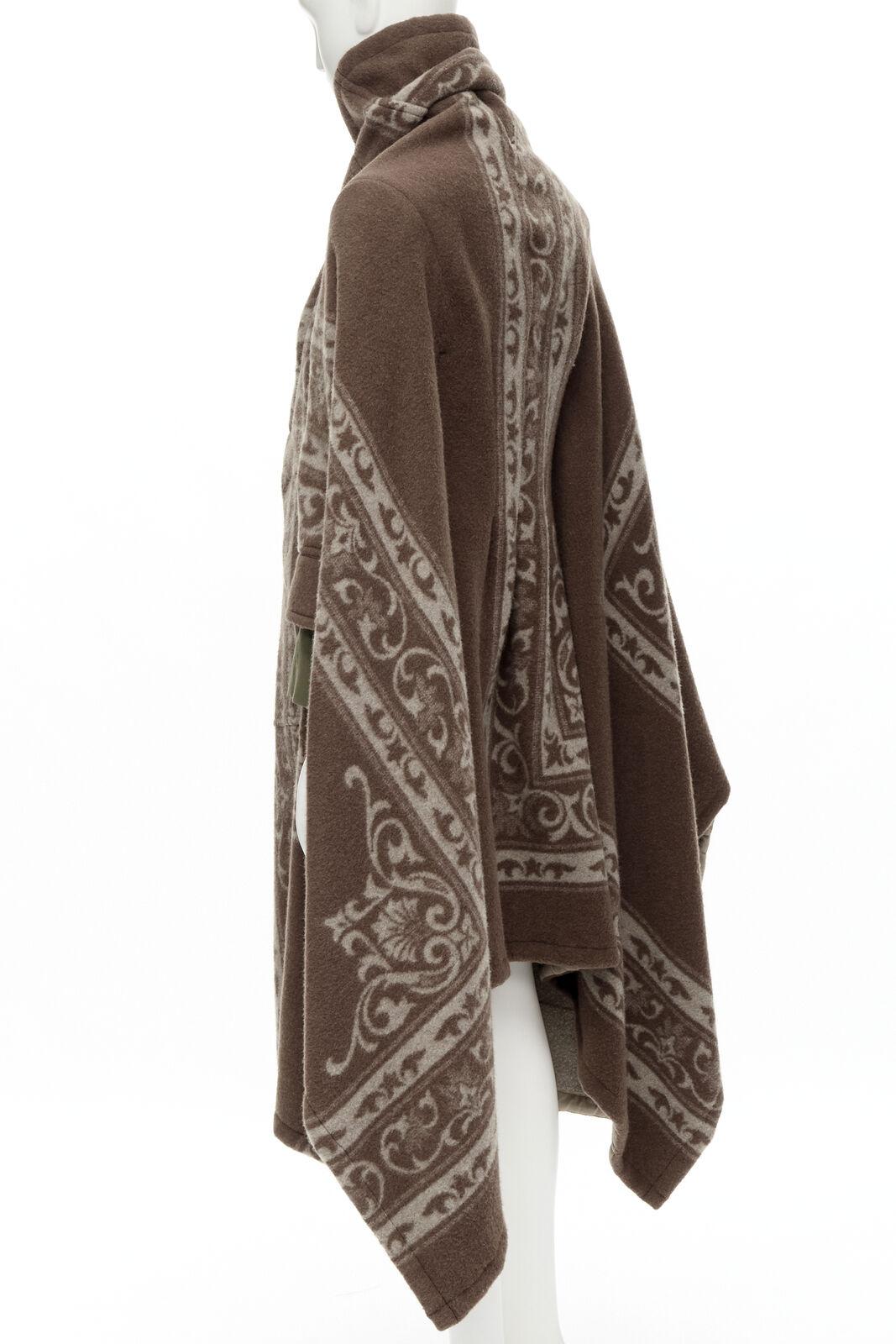 rare COMME DES GARCONS 2009 Runway brown ethnic wool cashmere blanket cocoon M For Sale 1