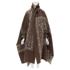 rare COMME DES GARCONS 2009 Runway brown ethnic wool cashmere blanket cocoon M