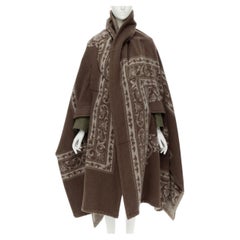 raro COMME DES GARCONS 2009 Runway marrón étnico lana cachemira manta capullo M