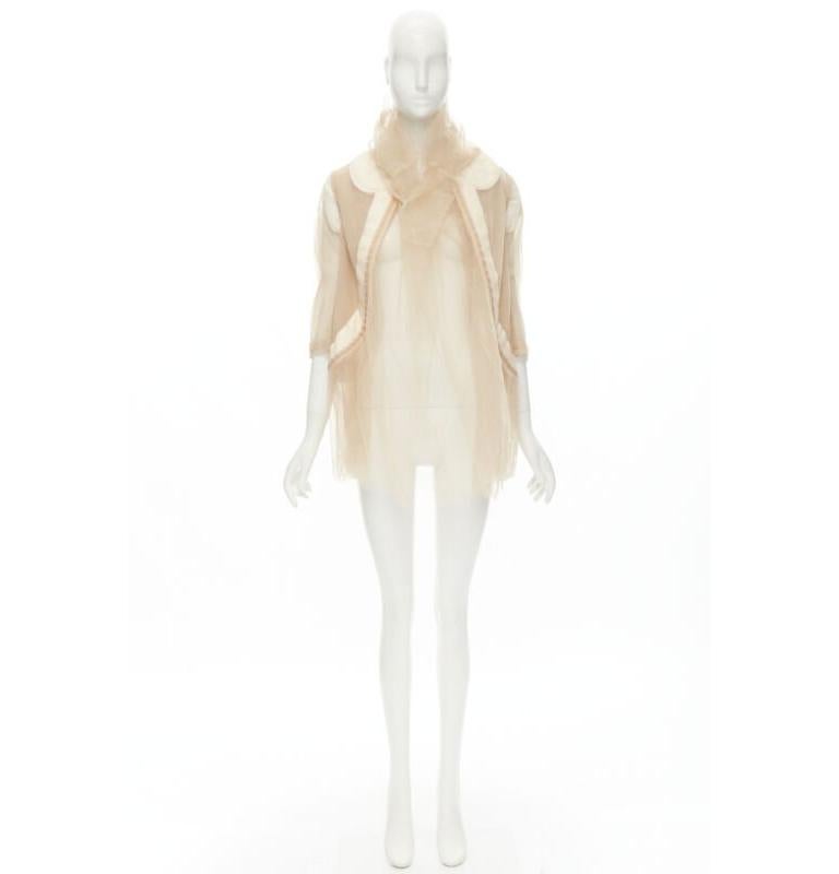 rare COMME DES GARCONS 2009 Runway nude deconstructed inside out tulle jacket XS For Sale 5