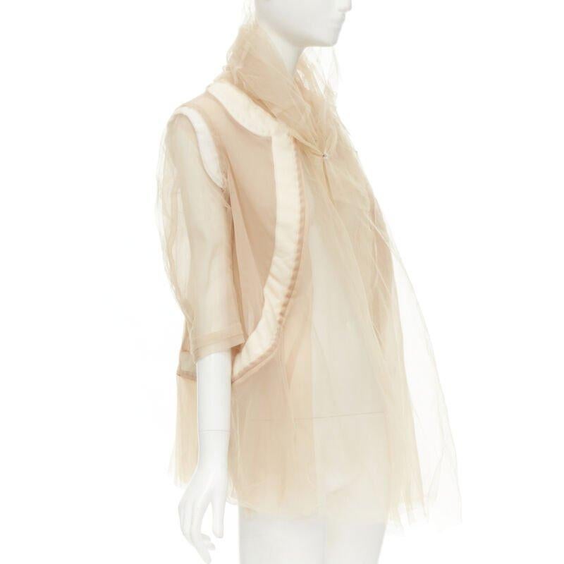 Beige rare COMME DES GARCONS 2009 Runway nude deconstructed inside out tulle jacket XS For Sale