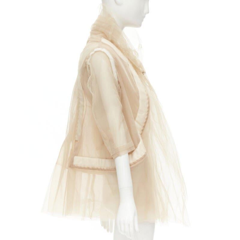 rare COMME DES GARCONS 2009 Runway nude deconstructed inside out tulle jacket XS In Good Condition For Sale In Hong Kong, NT