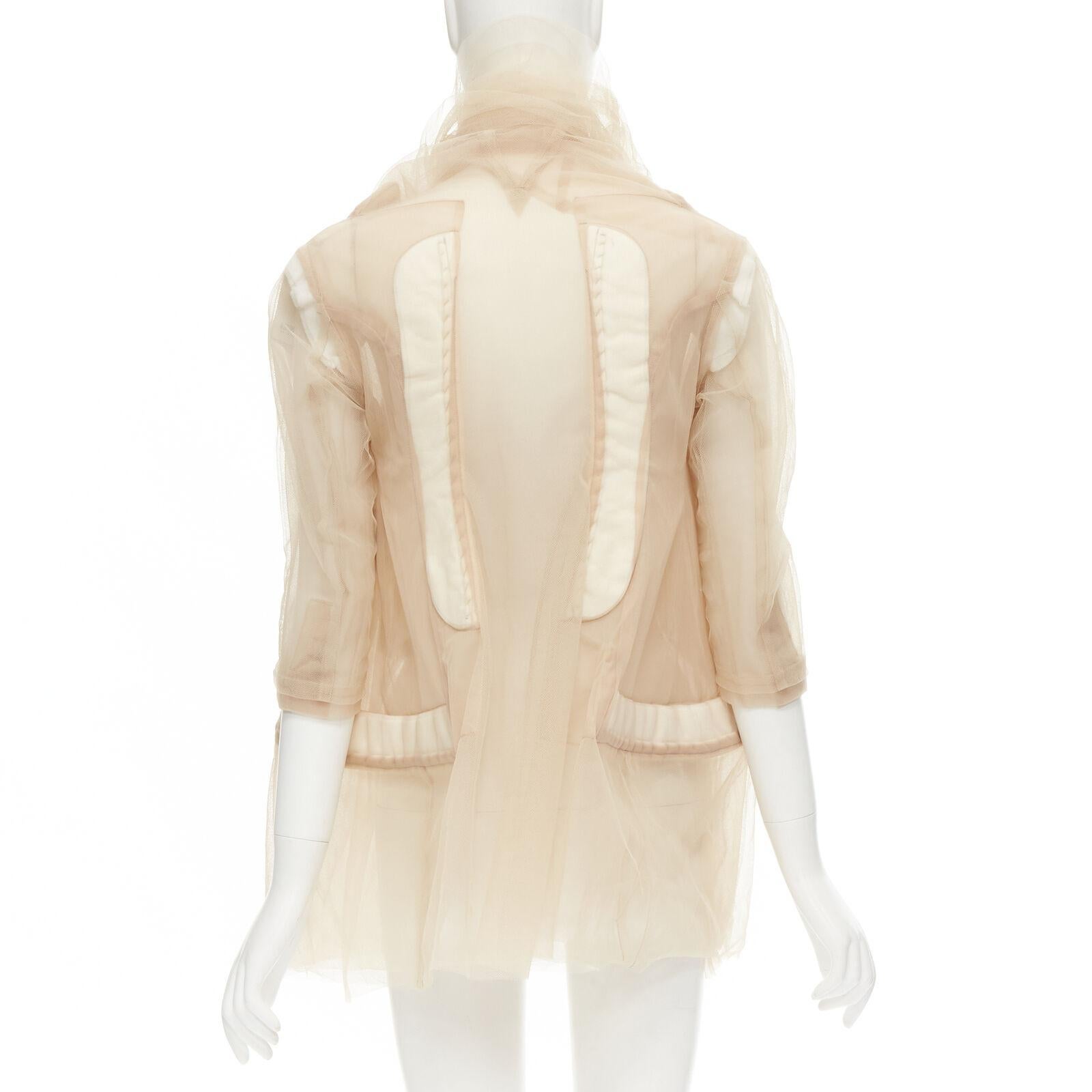 rare COMME DES GARCONS 2009 Runway nude deconstructed inside out tulle jacket XS For Sale 1