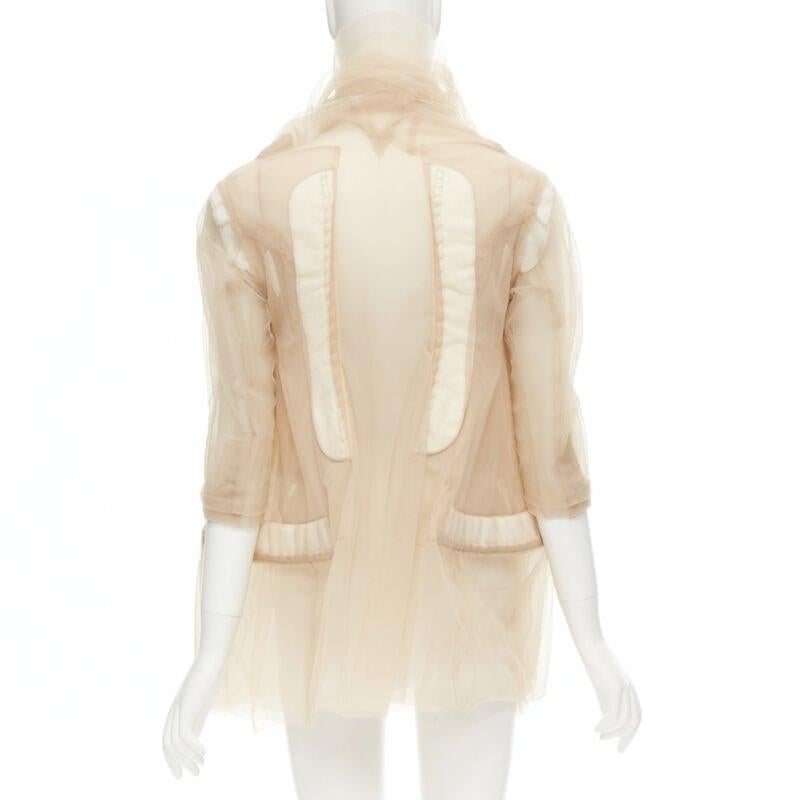 Women's rare COMME DES GARCONS 2009 Runway nude deconstructed inside out tulle jacket XS For Sale