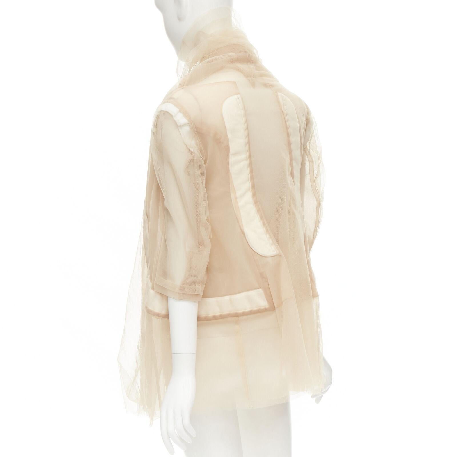 rare COMME DES GARCONS 2009 Runway nude deconstructed inside out tulle jacket XS 2