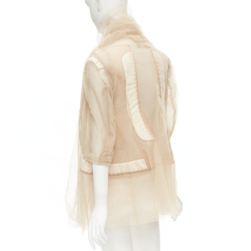 rare COMME DES GARCONS 2009 Runway nude deconstructed inside out tulle jacket XS For Sale 1