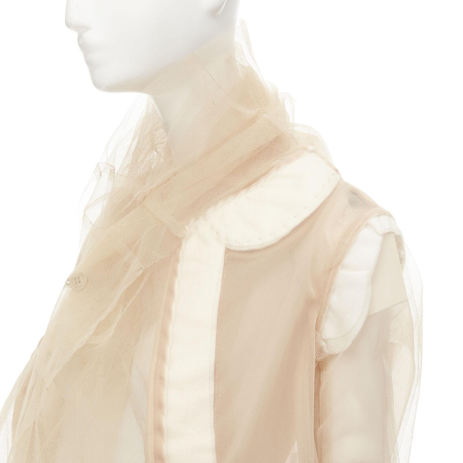 rare COMME DES GARCONS 2009 Runway nude deconstructed inside out tulle jacket XS 3