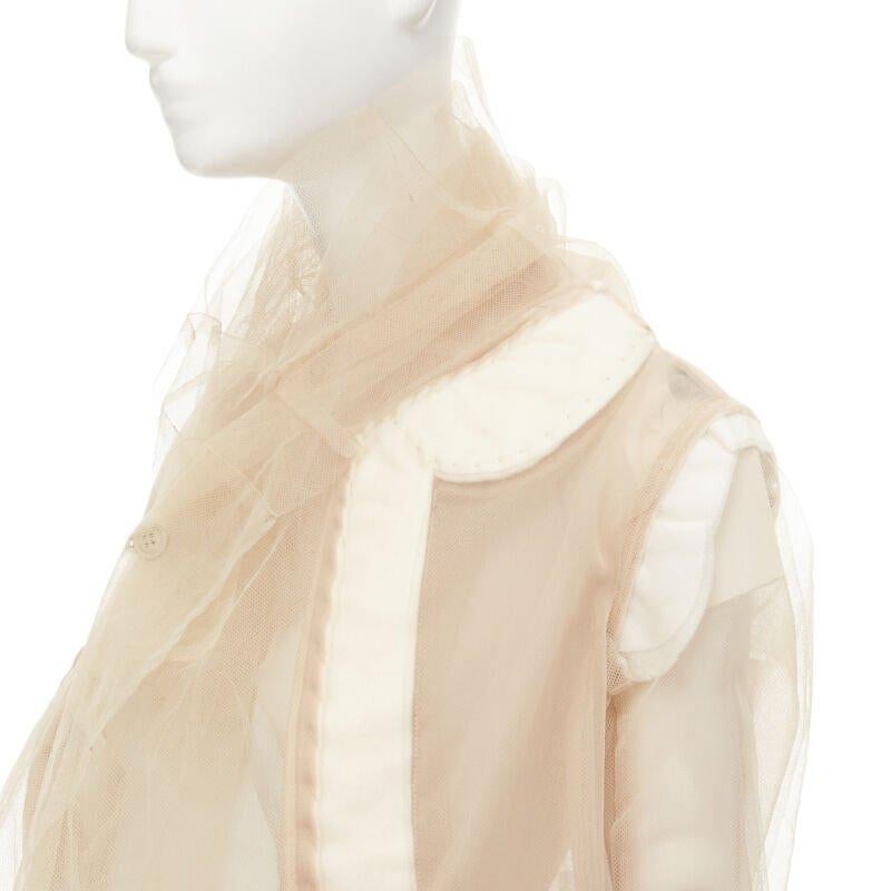 rare COMME DES GARCONS 2009 Runway nude deconstructed inside out tulle jacket XS For Sale 2