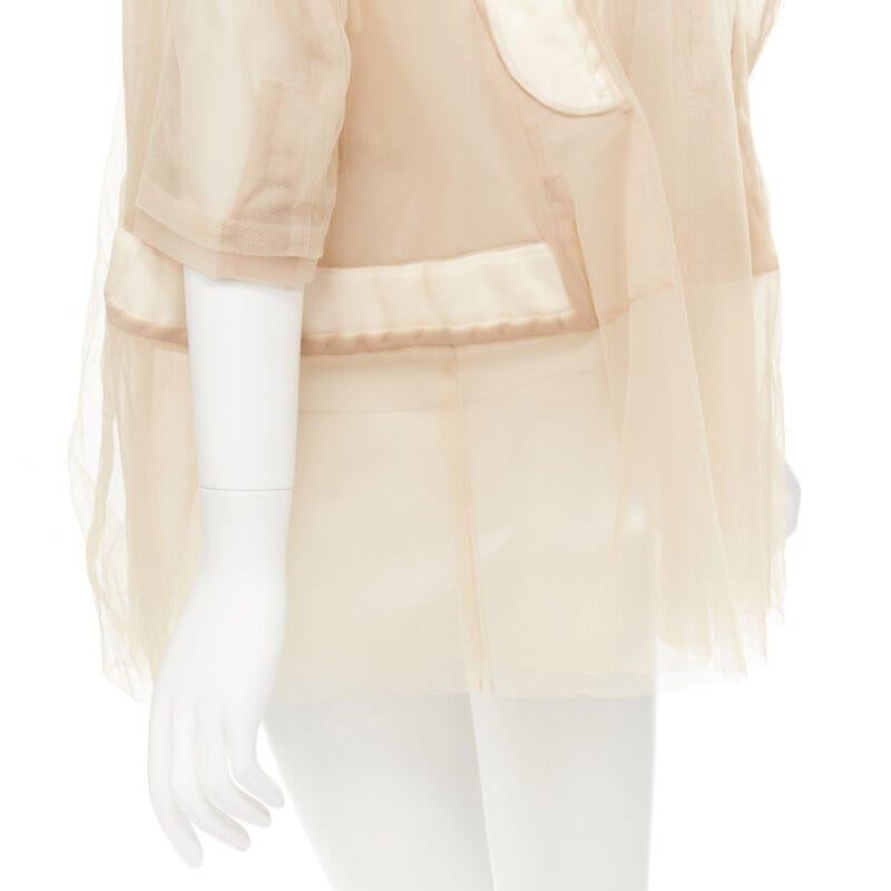 rare COMME DES GARCONS 2009 Runway nude deconstructed inside out tulle jacket XS For Sale 3