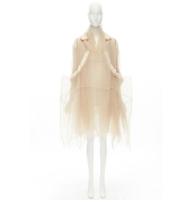 rare COMME DES GARCONS 2009 Runway nude inside out sheer tulle long jacket XS For Sale 6