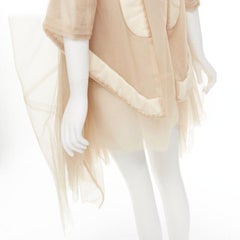 rare COMME DES GARCONS 2009 Runway nude inside out sheer tulle long jacket XS