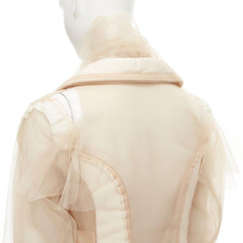 rare COMME DES GARCONS 2009 Runway nude inside out sheer tulle long jacket XS For Sale 3