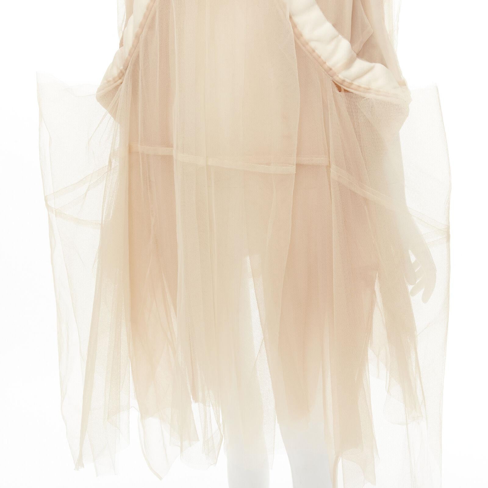 rare COMME DES GARCONS 2009 Runway nude inside out sheer tulle long jacket XS For Sale 5