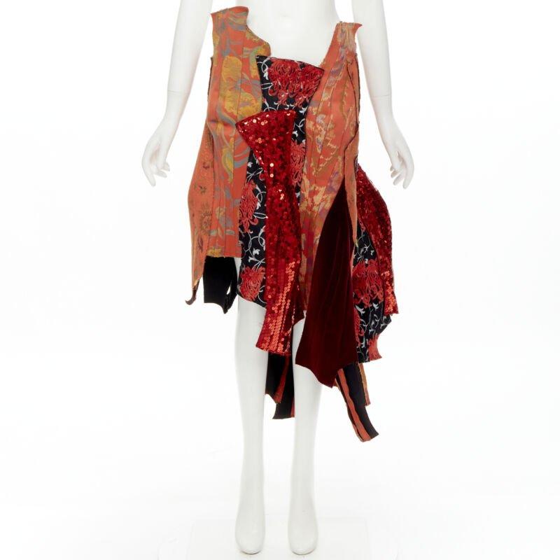 raro COMME DES GARCONS 2010 Gonna devore in jacquard orientale con paillettes S in vendita 6