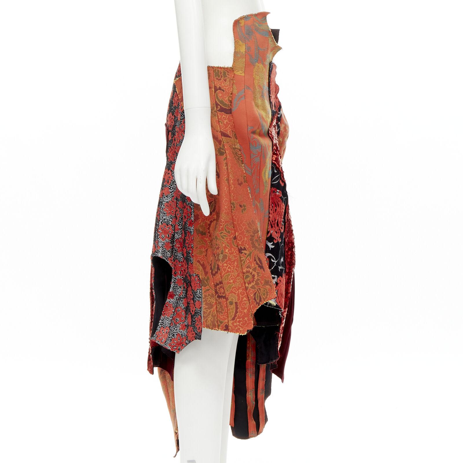 Women's rare COMME DES GARCONS 2010 Runway oriental jacquard sequins devore skirt S For Sale