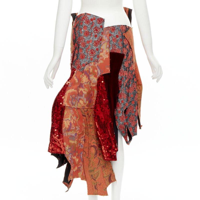 Donna raro COMME DES GARCONS 2010 Gonna devore in jacquard orientale con paillettes S in vendita
