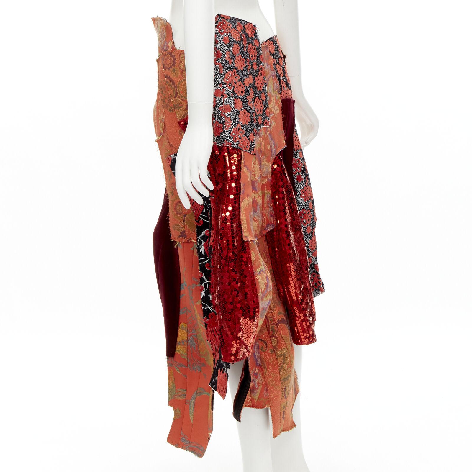 rare COMME DES GARCONS 2010 Runway oriental jacquard sequins devore skirt S For Sale 2
